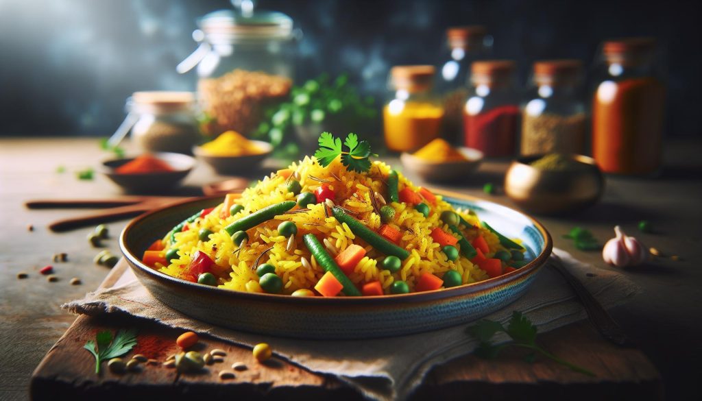 Nasi recept: Gele rijst met Indische kruiden en groenten