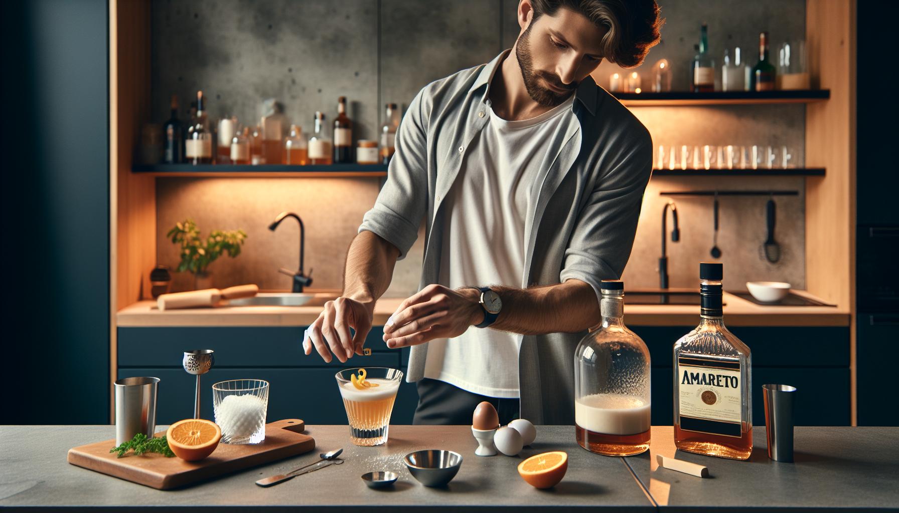 Stapsgewijze Bereiding van een Verfijnde Amaretto Sour