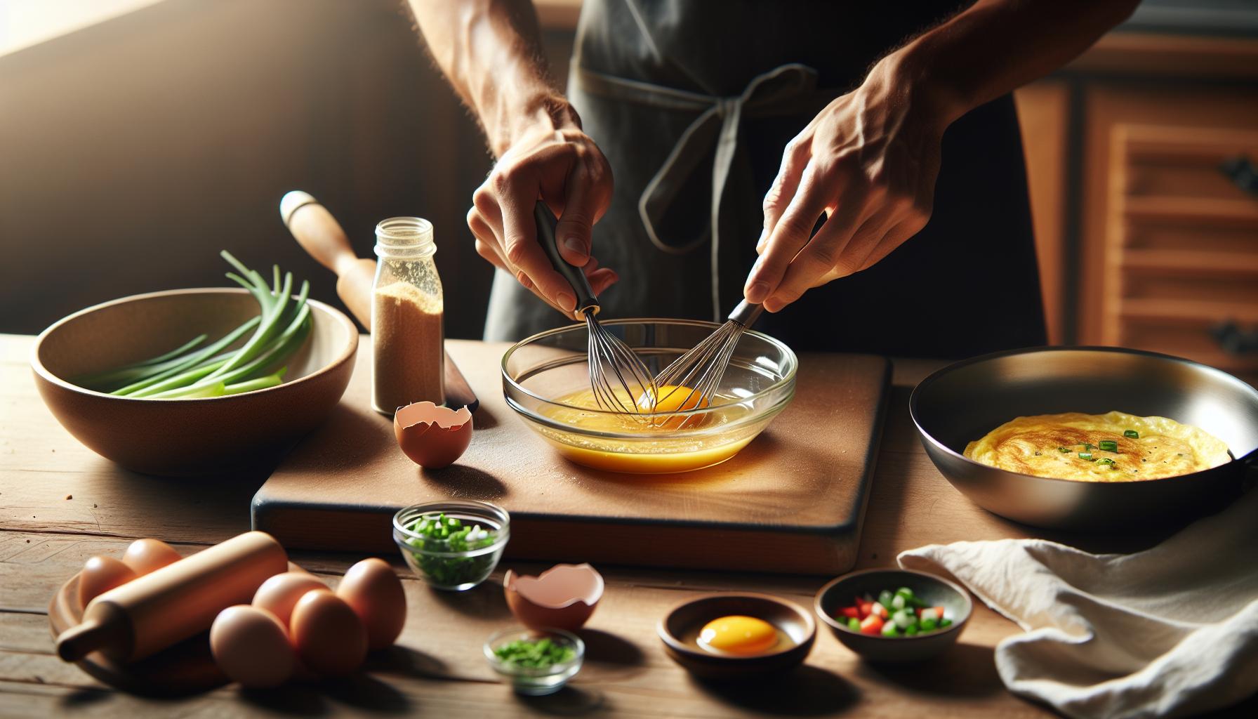Foe Yong Hai Recept – Chinees-Indische Omelet met Zoetzure Saus 1 Stap-voor-stap bereidingswijze van de omelet